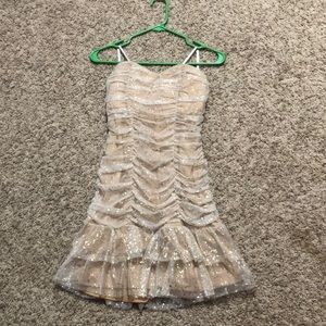 Strapless Gold Homecoming Dress